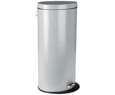 iDesign Easy-Step Cestino 30 Litri di capacità , Bidone Spazzatura a Pedale in Acciaio, Secchio pattumiera cilindrico per la Cucina, Grigio, 33,5 cm x 25,5 cm x 64,4 cm