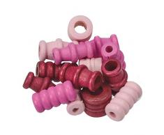 efco 28 Pezzi Colorati Assortiti, Forma a Perline in Legno, Colore: Rosa