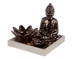 Eden Buddha & Lotus-Bruciatore di incenso, Ceramica, Multi, Buddha 13x8.5x5cm Flower 4.5x9x9cm Cone Holder 1.5x3x3cm Tray 2x14x14cm