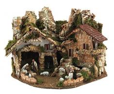Ferrari & Arrighetti Presepe nel Paese con luci, Fontana e Natività - Bertoni presepe Linea Natale