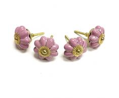 Stylla LondraÂ®Â âÂ Set di 4Â Rosa, Vintage Shabby Chic Armadio Armadio cassetto Porta manopole Pull Maniglie per Porta in Ceramica Dipinta a Mano