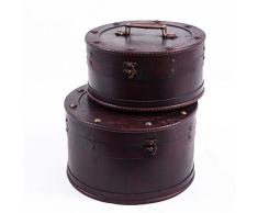 DiKasa Scatola Legno Rotonda Set Due Pezzi DIA31H18 LA Piu Grande