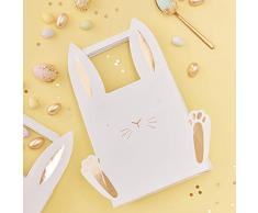 Ginger Ray Coniglietto Pasquale Laminate Treat Egg Hunt Borse con Orecchie e Feet-5Â Pack-Carrot Crunch, Multi