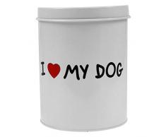 Out of the blue Scatola Rotonda in Metallo, I Love My Dog, Bianco, 14 x 19
