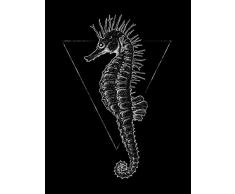 Komar - Quadro da Parete Sea Horse Black, per Soggiorno, Camera da Letto, Decorazione, Stampa Artistica, Disponibile in 3 Misure, Nero, Bianco, P079D-30x40