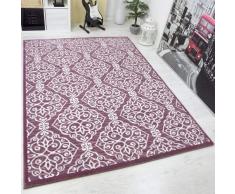 VIMODA Tappeto Design Rosa Hoch-Tiefstrukturen Disegno a Quadri Effetto Glitter - Rosa, 80x150 cm