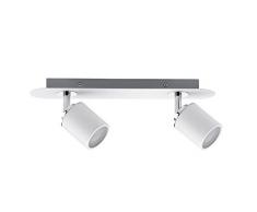 Paulmann 66718Â Spotlight Tube Ip44Â Max 2 x W Gu10Â 230Â V In Metallo Bianco/Cromato 667.18Â Plafoniera Lampada Soffitto Led Lampada Faretto da Soffitto