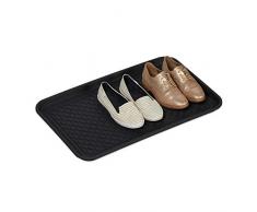 Relaxdays Poggiascarpe, Vaschetta per Scarpe Bagnate, con Bordi, per Corridoio, Armadio, Auto, Pulizia, 3x60x40 cm, nero