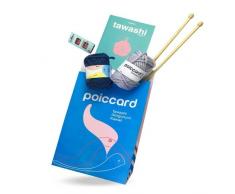 Poiccard Kit Maglia per Realizzare Due Spugne Ecologica tawashi Origami. Kit di Maglia con Istruzioni e 2Â Gomitoli di Fili Blu e Grigio. Ideale per la Decorazione Cucina o Bagno