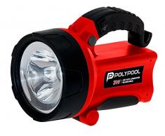 Poly Pool PP3171 Torcia Lanterna Faro LED Portatile Ricaricabile 3 W Alta LuminositÃ 200 Lumen Con Comoda Impugnatura, Base dAppoggio Inclinabile e Tracolla