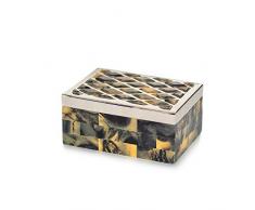 EUROCINSA 26622 Scatola Carla Asta con Coperchio, Nero, Beige, 15 x 11 x 7 cm