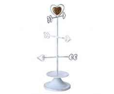 Mopec portagioie Frecce Cuore con Scatola, Metallo, Bianco, 10Â x 15.5Â x 31Â cm