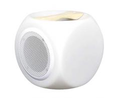 Lumisky Cuby Play - Lampada portatile 2 in 1, luminosa/musicale, con Bluetooth in polietilene rotomulato, 3,6 W, bianco, legno, 18 x 18 x 18 x 18 cm