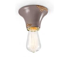 Ferroluce Retrò Plafoniera Minimal Base Circolare E27, Tortora