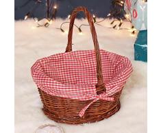 Dibor - French Style Accessories for the Home Cestino Cesto portaoggetti con Fodera in Tessuto a Quadretti, 20Â cm