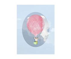 Komar - Quadro da Parete Happy Balloon Blu, per Soggiorno, Camera da Letto, Decorazione, Stampa Artistica, Disponibile in 3 Misure, Multicolore, P038C-40x50