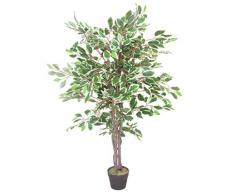 Leaf Ficus - Pianta Artificiale a Forma di Foglia, 130 cm, realistica con Bordo Bianco