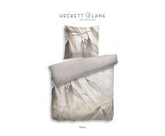 Heckett & Lane in Cotone Lino Billund I Colore Naturale i Motivo Floreale I Puro Cotone I Zip I Double Face I Biancheria da Letto, 155 x 220