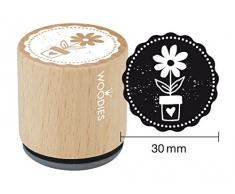Woodies Timbro Vaso a Fiore, Legno, 3,4Â x 3,4Â x 3,5Â cm