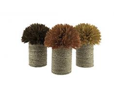 Pack 3 bouquet legno colori ass. vaso juta 17x23 cm