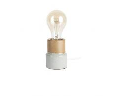 Mathias 3410980 Lampada da Comodino, Porcellana, 25 W, Grigio, D7,8 H10,7