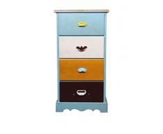 Lo+DeModa Multicolor Cassettiera con 4 Cassetti, Legno, Multicolore, 95x52x17 cm