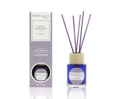 Ambientair. Diffusore ad asta profumata. Deodorante per ambienti in Mikado al profumo di lavanda. Diffusore 50 ml con bastoncini di rattan. Deodorante per la casa senza alcool.