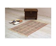 Stylla London® Tappeto Indiano per Soggiorno con Stampa a Blocchi, 100% Cotone, Commercio Equo e Solidale, 60 x 90 cm