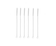 Koch Spazzola di Ricambio per cannucce in Vetro, 6 Pezzi, Metallo, plastica, Argento, 20 cm