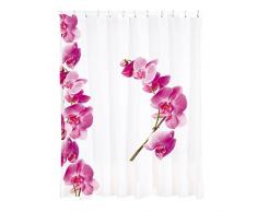 MSV 140799 - Tenda per Doccia, in Poliestere/plastica/Polipropilene, Motivo Floreale, 12 Anelli Inclusi, 180 x 200 x 0,1 cm