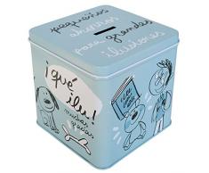 laroom salvadanaio Metallo Motivo Piccoli ahorros magia per Grandi, Metallo, Blu, 12Â x 12Â x 12Â cm