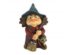 Nemesis Now Toil Small Witch And Broomstick Figurine Statuetta Piccola Strega e Scopa, Poliresina, Rosso, Taglia Unica
