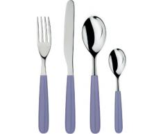 Alessi AGV28S24 all-Time Servizio di Posate Composto da Cucchiaio, Forchetta, Coltello e Cucchiaino da caffè, in Acciaio Inossidabile 18/10 Lucido con Manico in Resina Termoplastica, Viola, Set da 6
