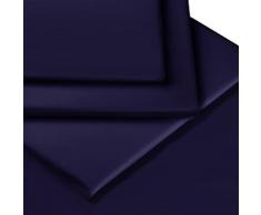 Linens Limited - Lenzuolo in Percalle di Policotone, 180 Fili, per Letto Singolo, Colore: Blu Navy