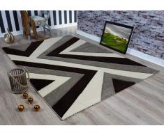 Serdim Rugs Ltd - Tappeto Moderno, Morbido, Intagliato a Mano, Design Geometrico Triangolare, Spessore 1,2 cm, Idrorepellente e Non stinge, Lavabile (Beige Marrone, 60 x 230 cm)