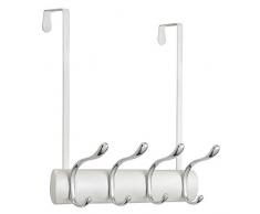 InterDesign Bruschia Appendiabiti da Porta, 8 Ganci, Metallo, Argento, 33x11.5x28.5 cm