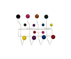 Rojas Mobiliario Rosse Arredamento DEC0172 Appendiabiti Struttura in Metallo Bianco e Palline di Legno Laccate in Vari Colori, Taglia Unica
