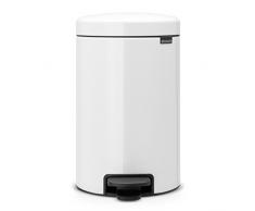 Brabantia Pedal Bin Newicon Pattumiera, Acciaio, Bianco, 12 Litri