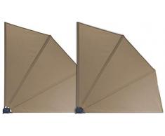 GRASEKAMP qualità dal 1972 2 Pezzi Balcone Ventaglio Tortora Premium 140 x 140 cm con Parete Parete divisoria frangivista