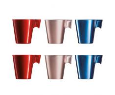 Luminarc Flashy Set 6 tazze colazione mugs caffÃ¨ con manico in vetro per microonde 22 cl