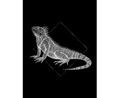 Komar - Dipinto murale Iguana Black, per Soggiorno, Camera da Letto, Decorazione, Stampa Artistica Senza Cornice, Disponibile in 3 Misure, Nero, Bianco, P077D-30x40