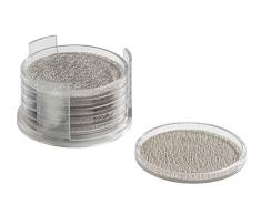 InterDesign Twillo Set da 6 Sottobicchieri | Sotto bicchieri rotondi per bar e party | Set sottobicchieri con apposita custodia in plastica | Metallico/trasparente