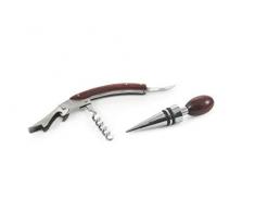 Galileo Casa 2197557 Set Vino Tappo + cavatappi, Acciaio + Legno