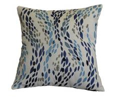 AM Home Piuma Inserto Barbary Leopard EMB Cuscino, Cotone, Blu, Queen