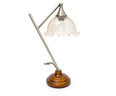 Relaxdays Lampada da Scrivania, Floreale/Vetro/Abat Jour, Argento