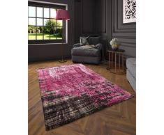 Flora Carpets Modern fashion/Leo Tappeto di creatore al design, Poliestere, Nero/Rosa, 150 x 80 x 1.2 cm