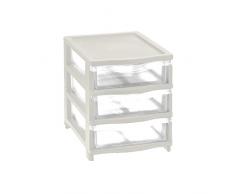 Tontarelli Cassettiera con 3 Cassette, Bianco, Taglia Unica