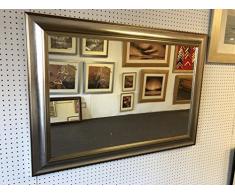 Grande specchio da parete e soprammobile in argento e oro, 77 mm, disponibile in varie misure (56 cm x 46 cm), vetro a specchio smussato