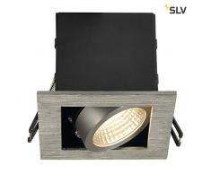 SLV faretto da incasso Kadux singolo, 6,2 W, LED COB, 3000 K, 38 laurea, con autista, molle di clip, in alluminio spazzolato 115706