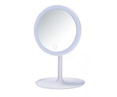 Wenko cosmetico a LED Turro, 16,5 x 16,5 cm, Superficie Specchio: 18 cm, Bianco, 18 x 18 x 28 cm